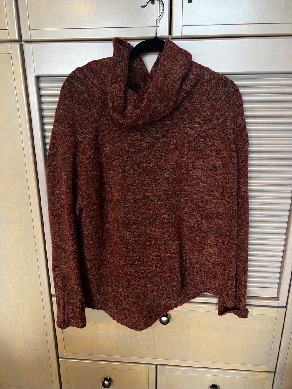 RD Style Marled Brown Cowl Neck Sweater